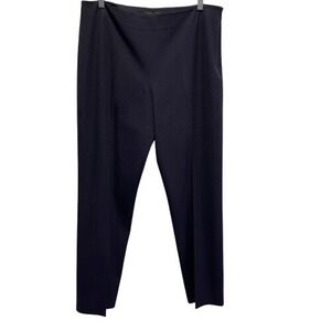 Elie‎ Tahari Navy Straight-Leg Side Zip Pants Cotton Blend Size 14